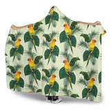 Beautiful Parrot Palm Leaves Pattern Hooded Blanket