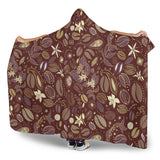 Coffee Bean Flower Pattern Hooded Blanket
