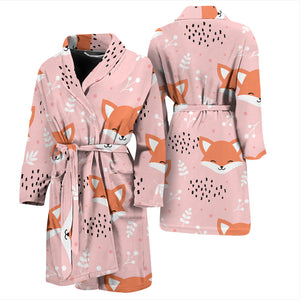 Cute Fox Pattern Pink Background Men'S Bathrobe