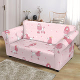 Poodle Dog Pink Color Theme Loveseat Couch Slipcover