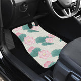 Pink Lotus Waterlily Leaves Pattern Front And Back Car Mats