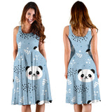 Cute Panda Pattern Sleeveless Midi Dress