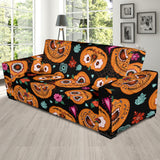 Pumpkin Flowers Spiderweb Halloween Theme Sofa Slipcover