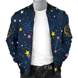 Space Pattern With Planets, Comets, Constellations And Stars Men'S Bomber Jacket