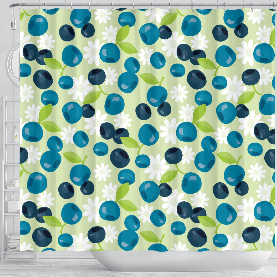 Blueberry Flower Pattern Shower Curtain Fulfilled In US
