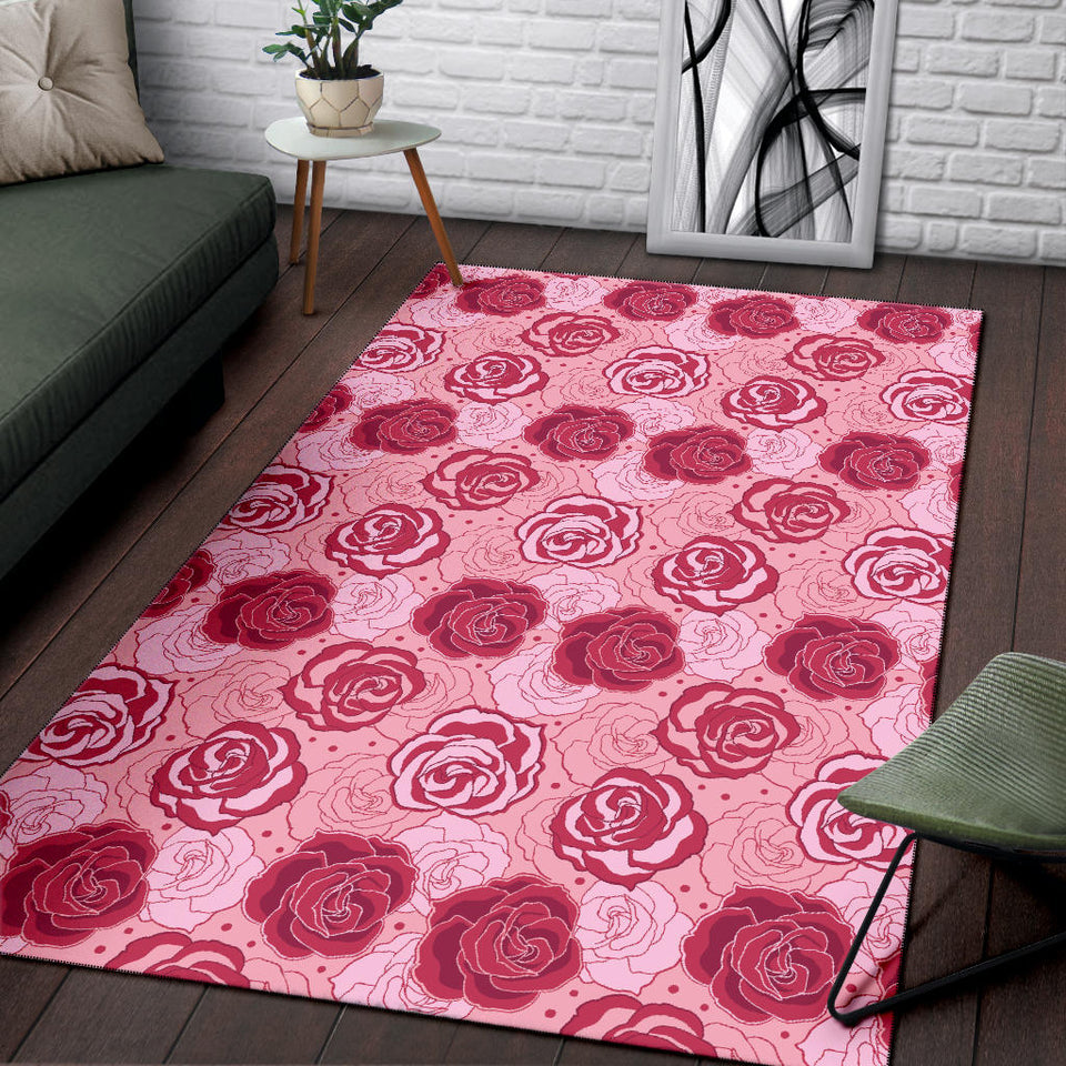 Rose Pattern Print Design 02 Area Rug
