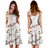 English Bulldog Pattern Print Design 01 Sleeveless Midi Dress