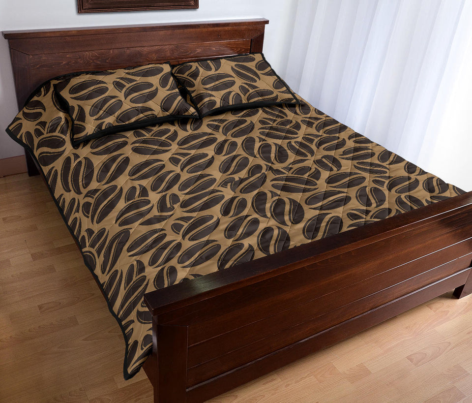 Coffee bean on brown background Quilt Bed Set
