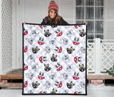 French Bulldog Cup Paw Pattern Premium Quilt
