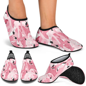 Pink Flamingos Pattern Background Aqua Shoes