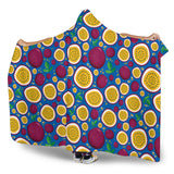 Passion Fruit Blue Background Hooded Blanket