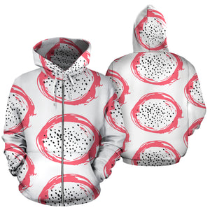 Hand Drawn Dragon Fruit Zip Up Hoodie