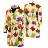 Bread Toast Pattern Print Design 02 Men's Bathrobe