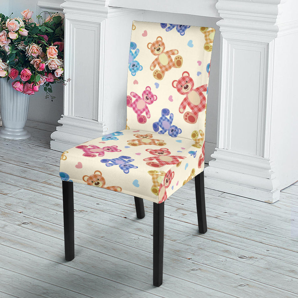 Teddy Bear Pattern Print Design 05 Dining Chair Slipcover