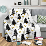 Christmas Tree Holly Snow Star Pattern Premium Blanket