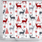 Deer Tree Snowflakes Chrismas Pattern Shower Curtain Fulfilled In US