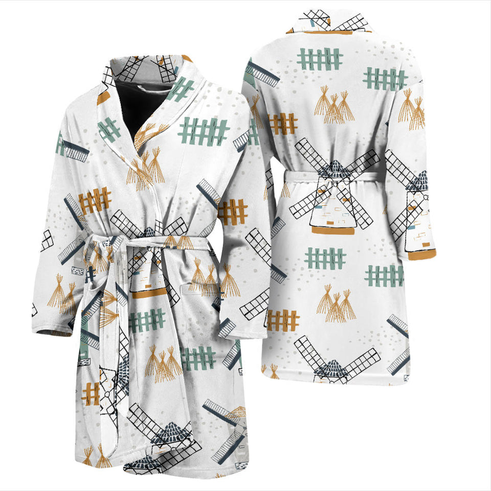 Windmill Pattern Men'S Bathrobe
