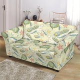 Hand Drawn Sea Turtle Fish Pattern Loveseat Couch Slipcover