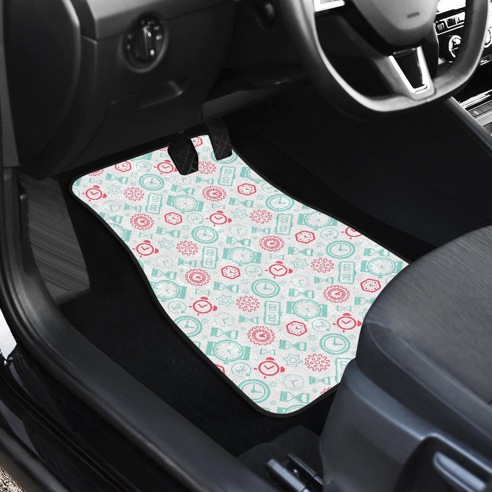 Clock Time Pattern Blackground Front Car Mats