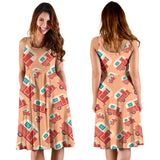 Camper Van Pattern Print Design 03 Sleeveless Midi Dress