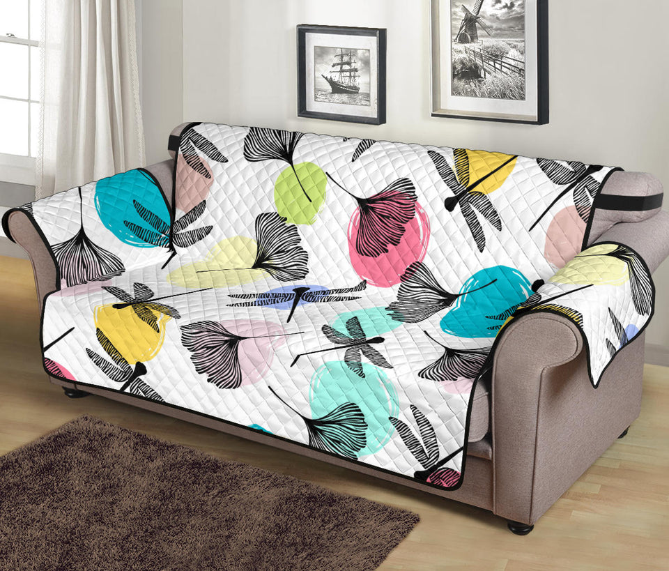 Dragonflies ginkgo leaves pattern Sofa Cover Protector