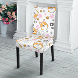 Corgi Dog Pattern Dining Chair Slipcover