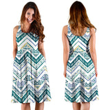 Zigzag  Chevron Paint Design Pattern Sleeveless Midi Dress