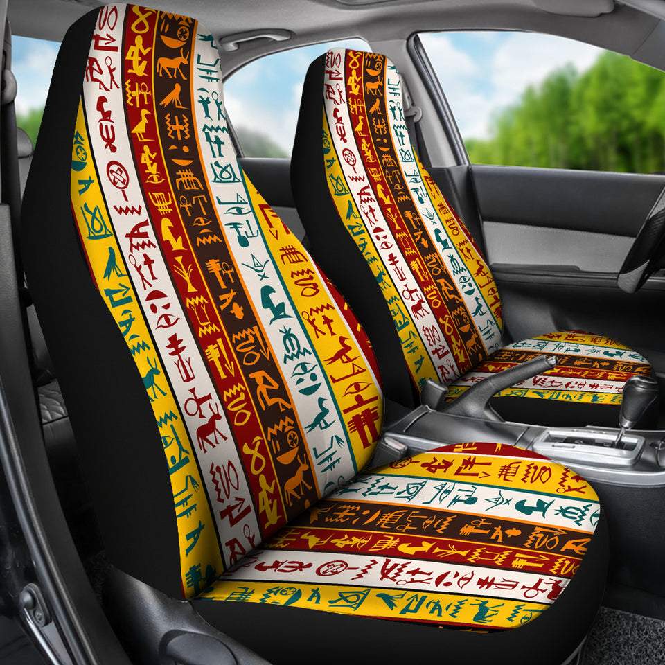 Egypt Hieroglyphics Pattern Print Design 01 Universal Fit Car Seat Covers