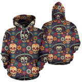 Sugar Skulls Flower Maxican Pattern Zip Up Hoodie