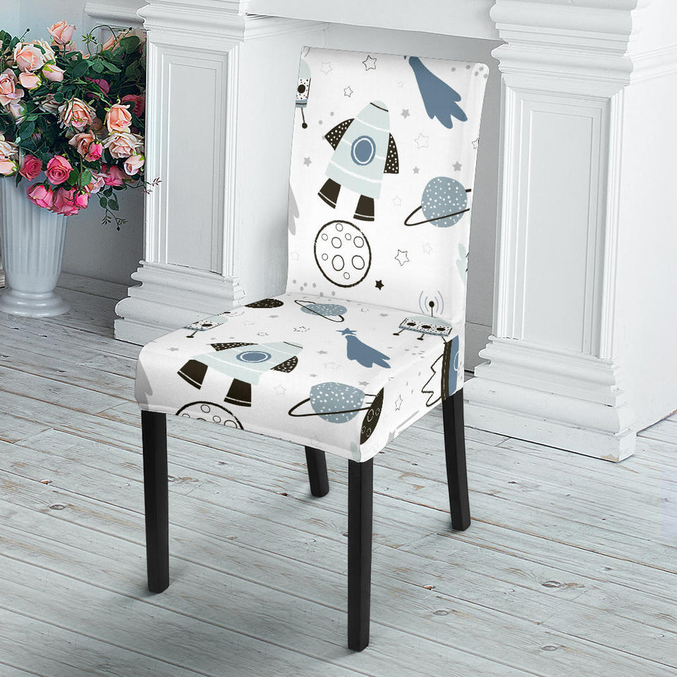 Hand Drawn Space Elements Space Rocket Star Planet Space Probe Dining Chair Slipcover