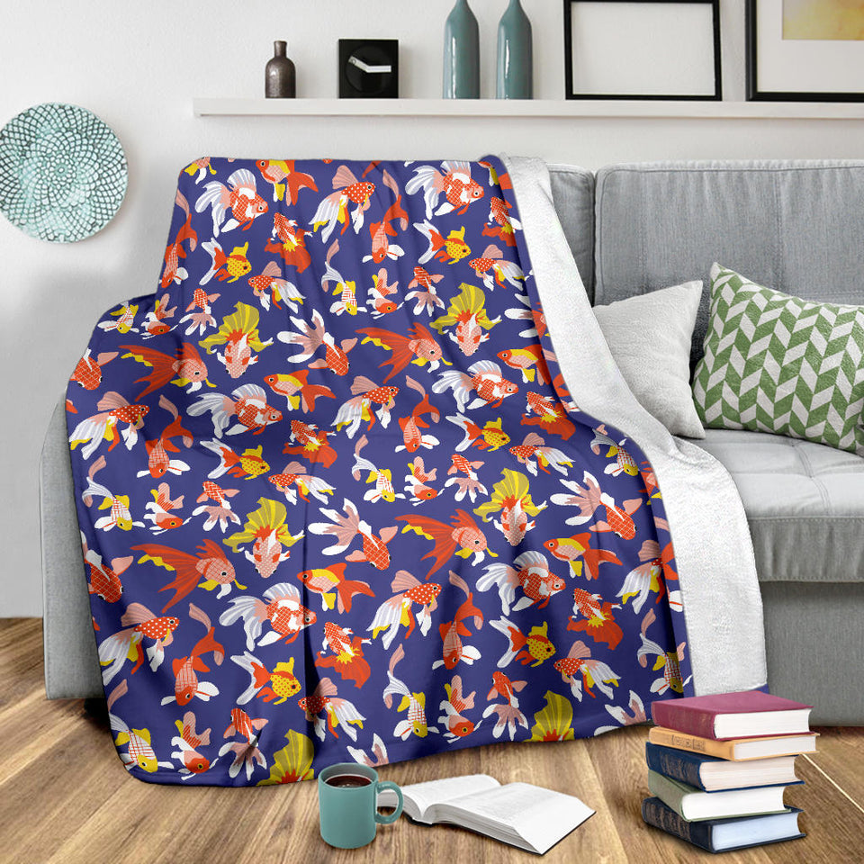 Goldfish Pattern Print Design 04 Premium Blanket