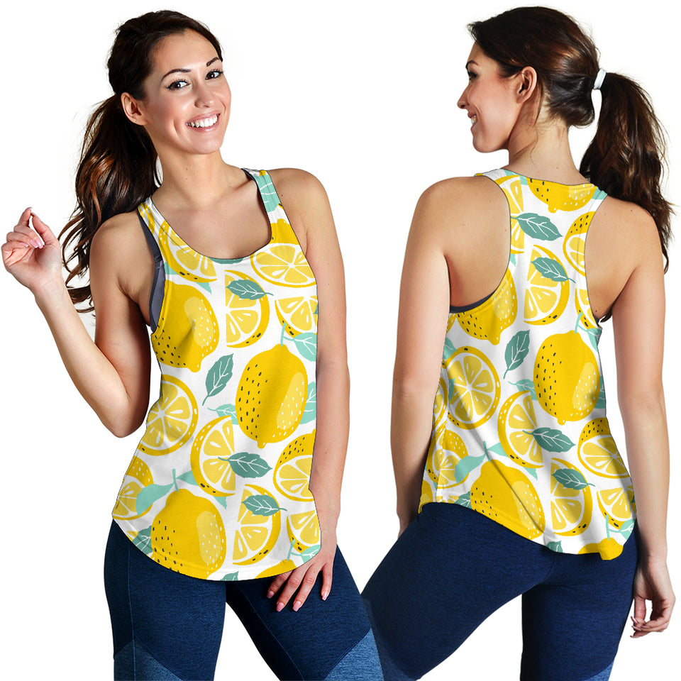 lemon design pattern Women Racerback Tank Top