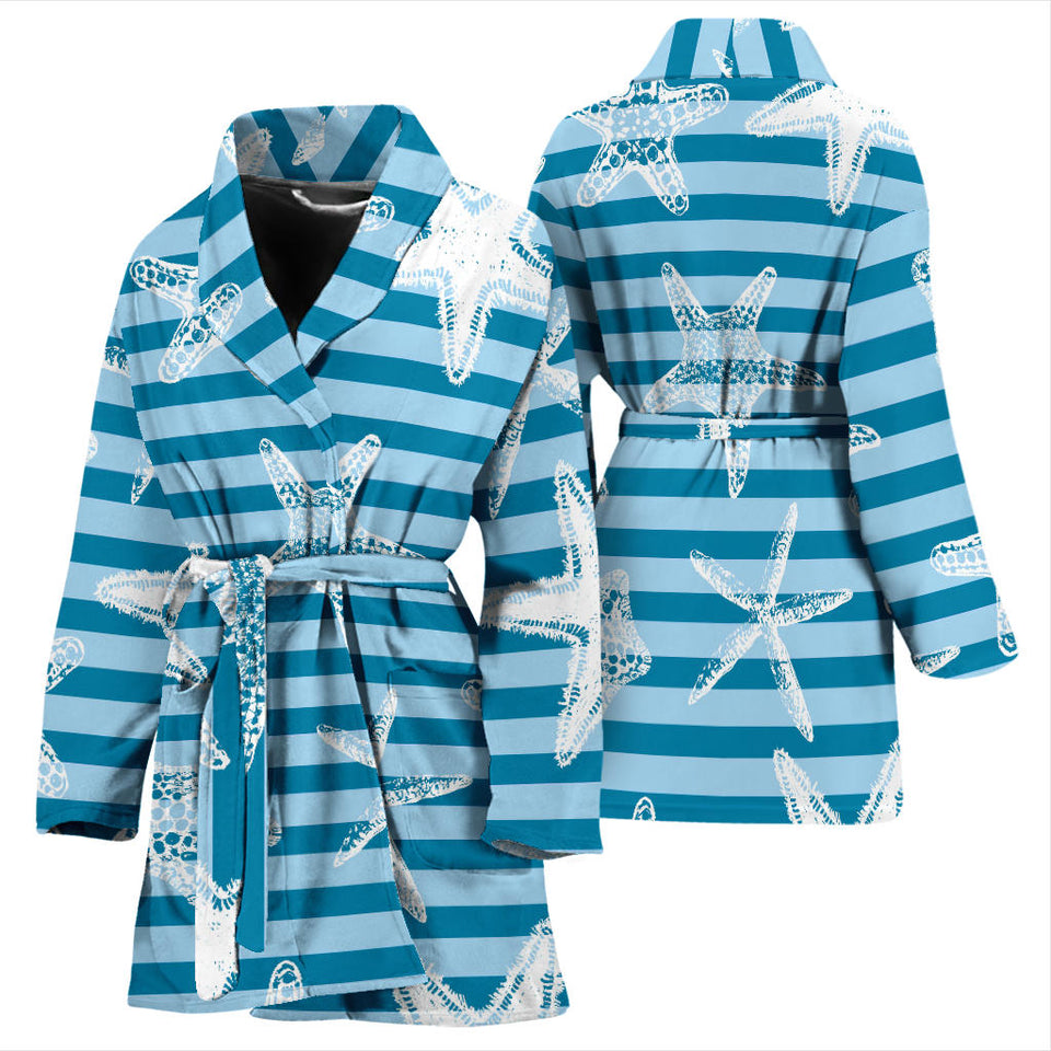 Starfish Blue Blackground Women'S Bathrobe