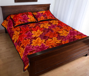 Autumn maple leaf pattern Quilt Bed Set