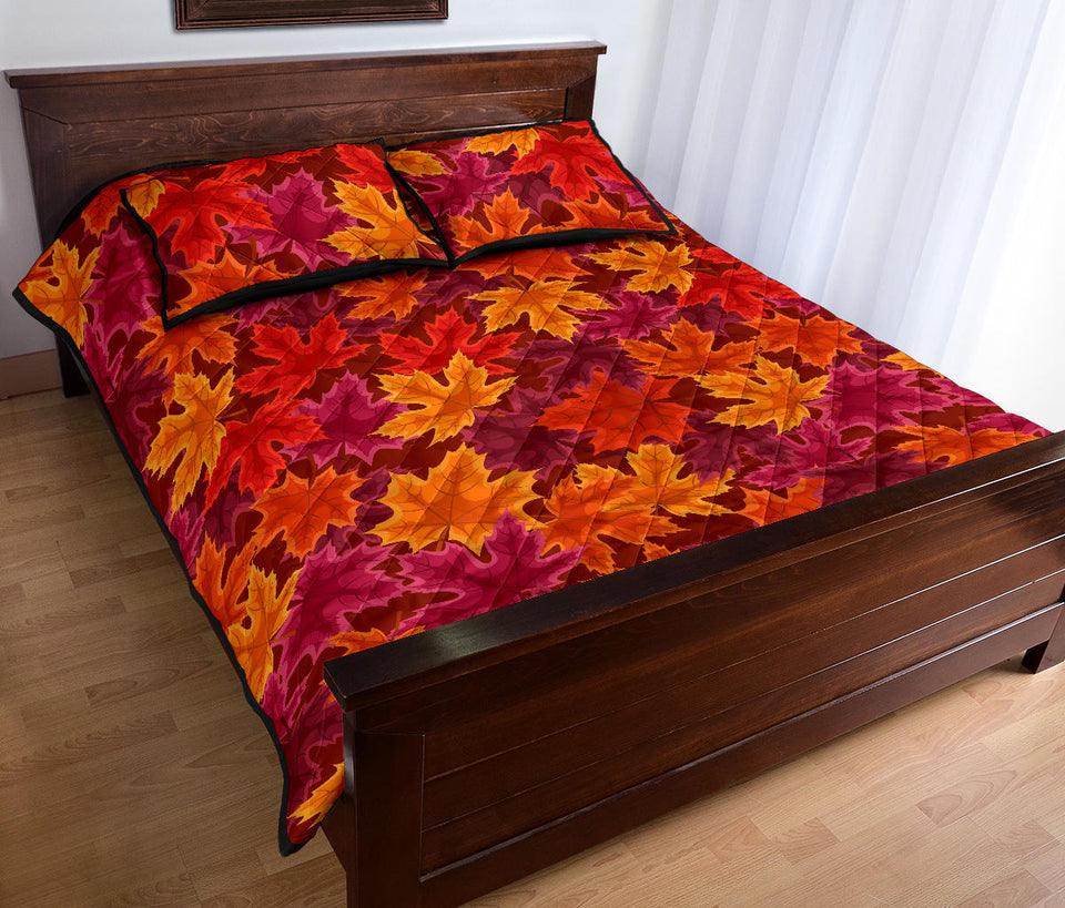 Autumn maple leaf pattern Quilt Bed Set