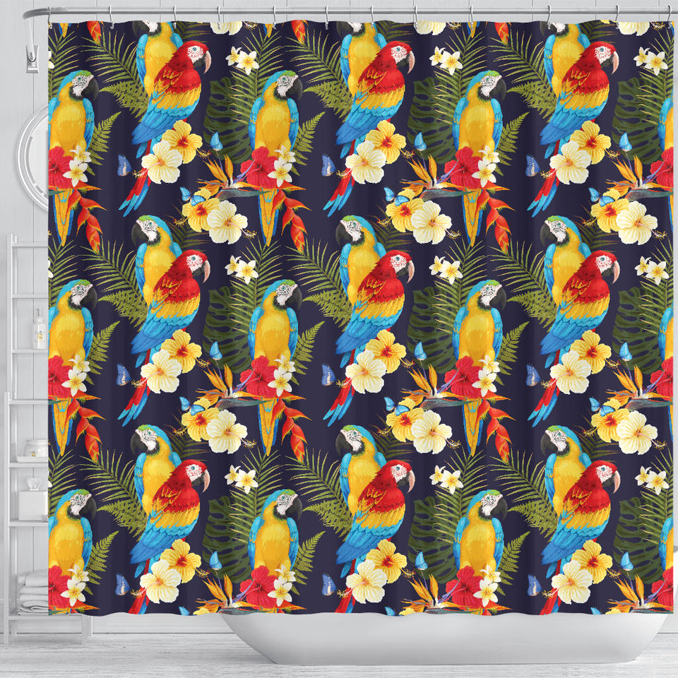 Colorful Parrot Flower Pattern Shower Curtain Fulfilled In US