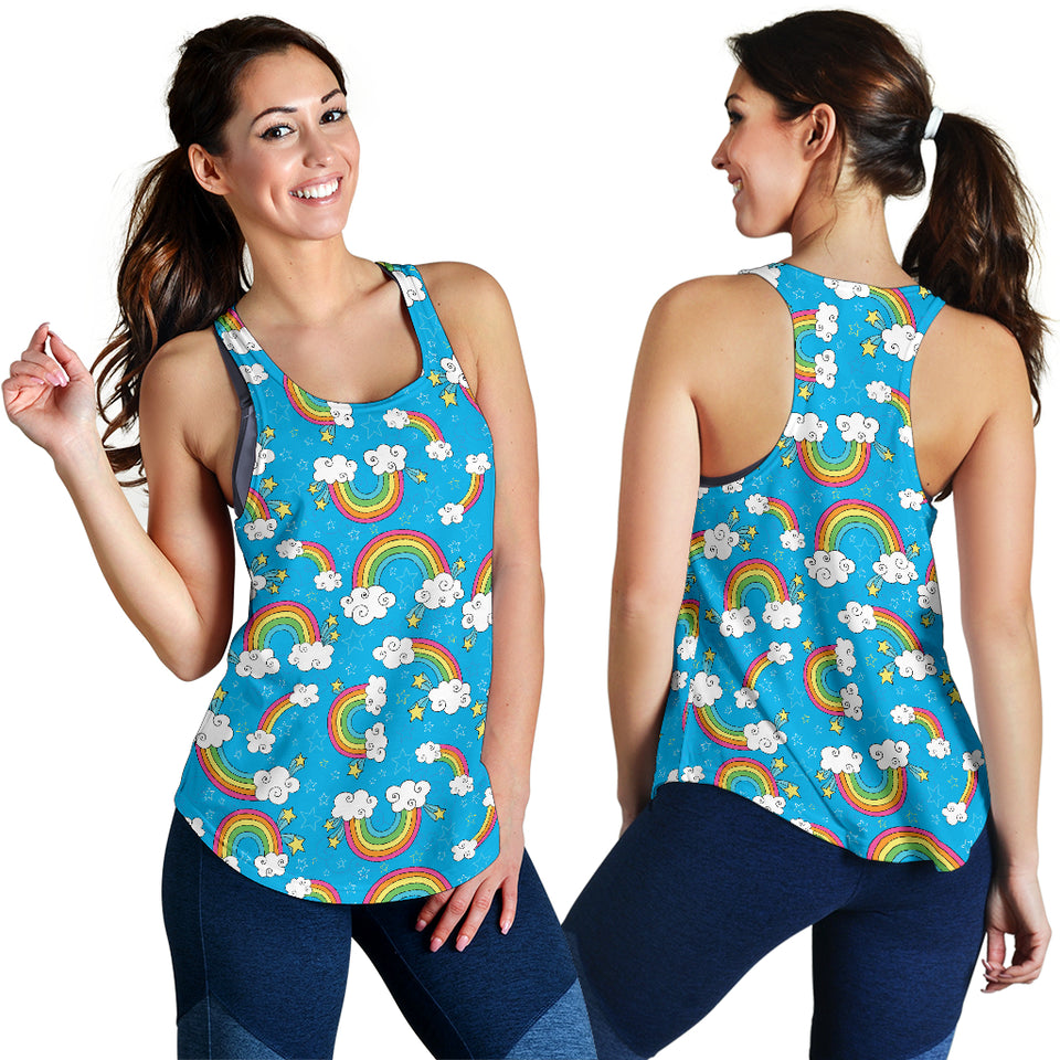 Rainbows Sky Clouds Pattern Women Racerback Tank Top