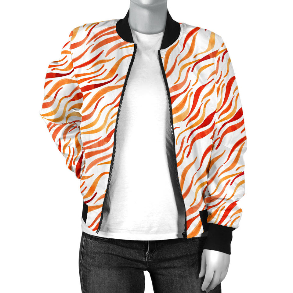 Fire Flame Watercolor Pattern Women'S Bomber Jacket