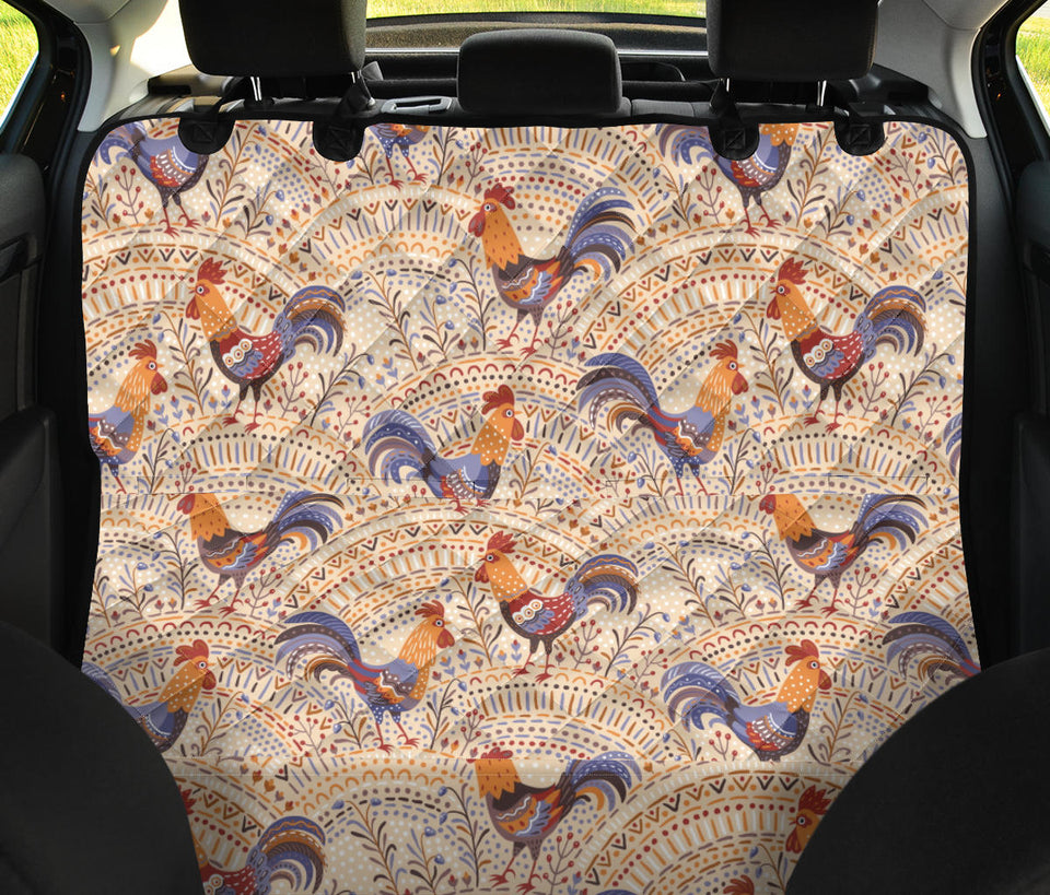 Cute Rooster Chicken Cock Floral Ornament Background Dog Car Seat Covers