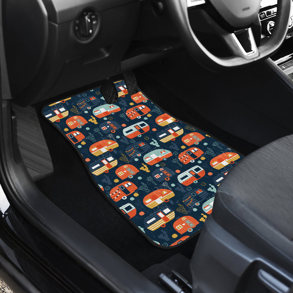 Camper Van Pattern Print Design 05 Front and Back Car Mats