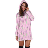 Lavender Pattern Pink Background Women'S Hoodie Dress