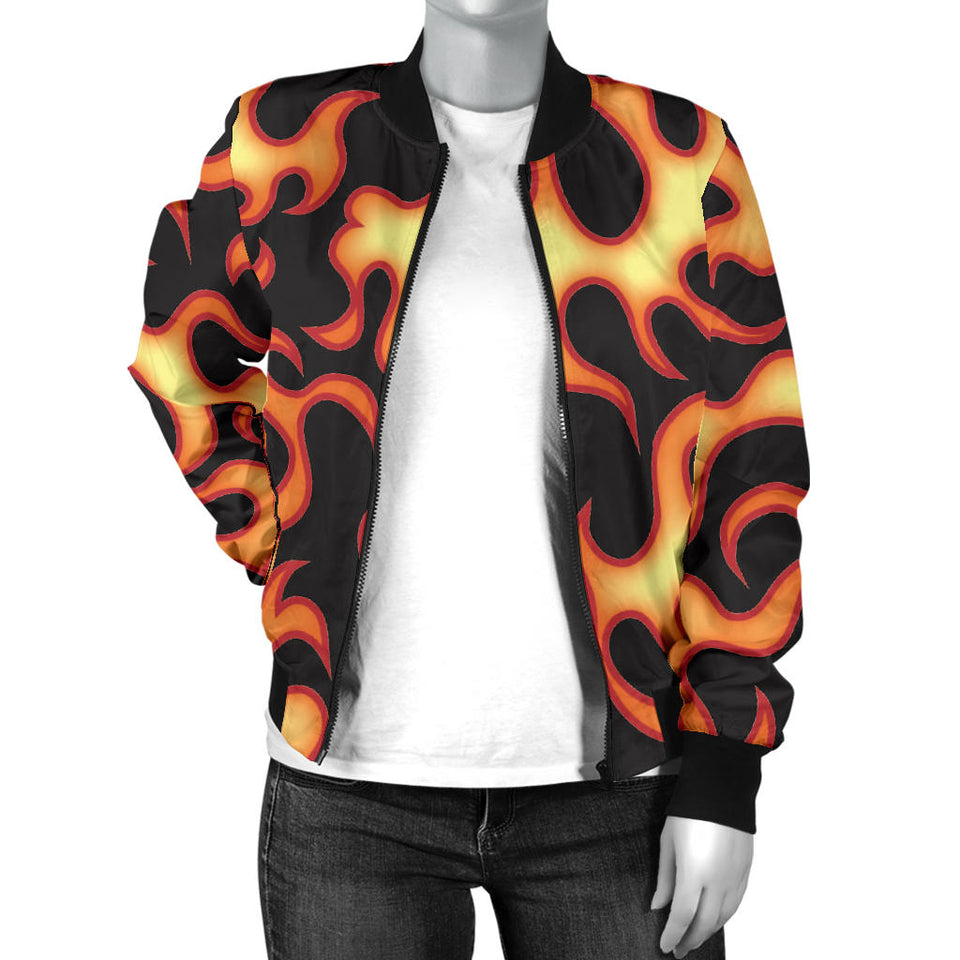 Fire Flame Dark Pattern Women'S Bomber Jacket