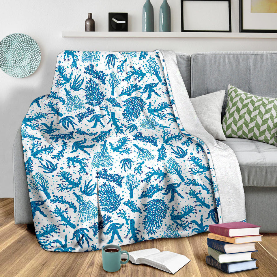 Coral Reef Pattern Print Design 01 Premium Blanket