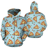 Hand Drawn Pizza Blue Background Zip Up Hoodie