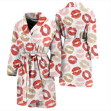 Lips Pattern Print Design 04 Men's Bathrobe
