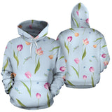 Watercolor Tulips Pattern Men Women Pullover Hoodie