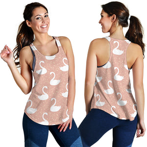 Swan flower light pink background Women Racerback Tank Top