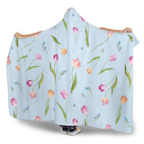 Watercolor Tulips Pattern Hooded Blanket