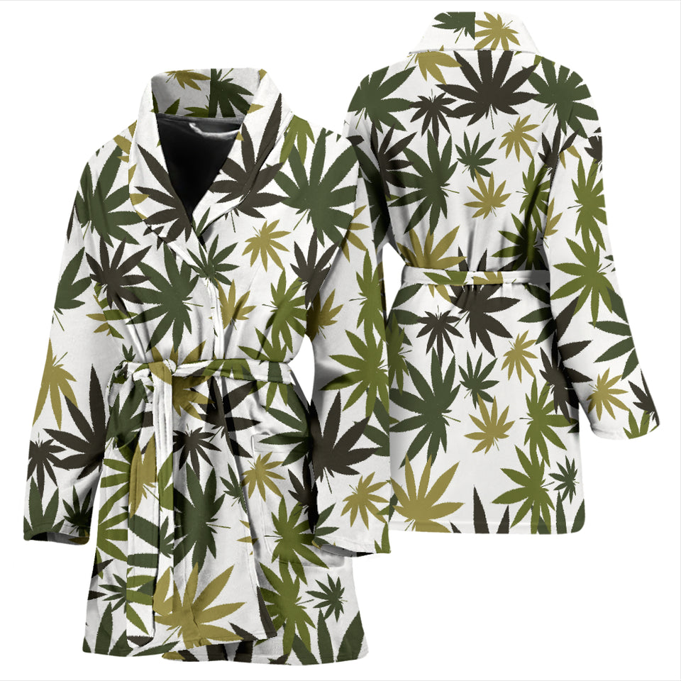 Canabis Marijuana Weed Pattern Print Design 05 Women's Bathrobe