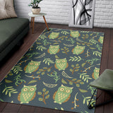 Cute Owls Leaves Pattern Area Rug